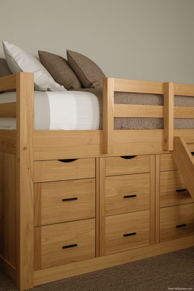 Platform Loft Bed with Hidden Drawers
