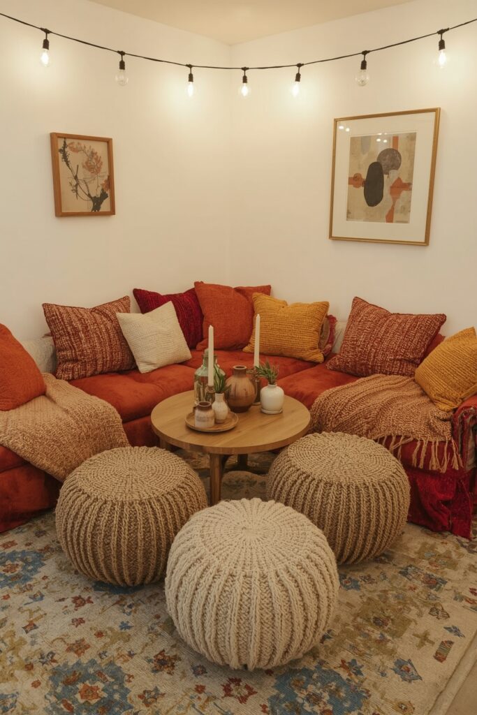 Floor Cushions and Poufs Lounge Setup