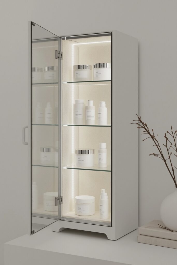 Hidden Storage Behind Mirror