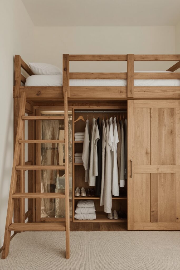 Loft Bed with Wardrobe Underneath