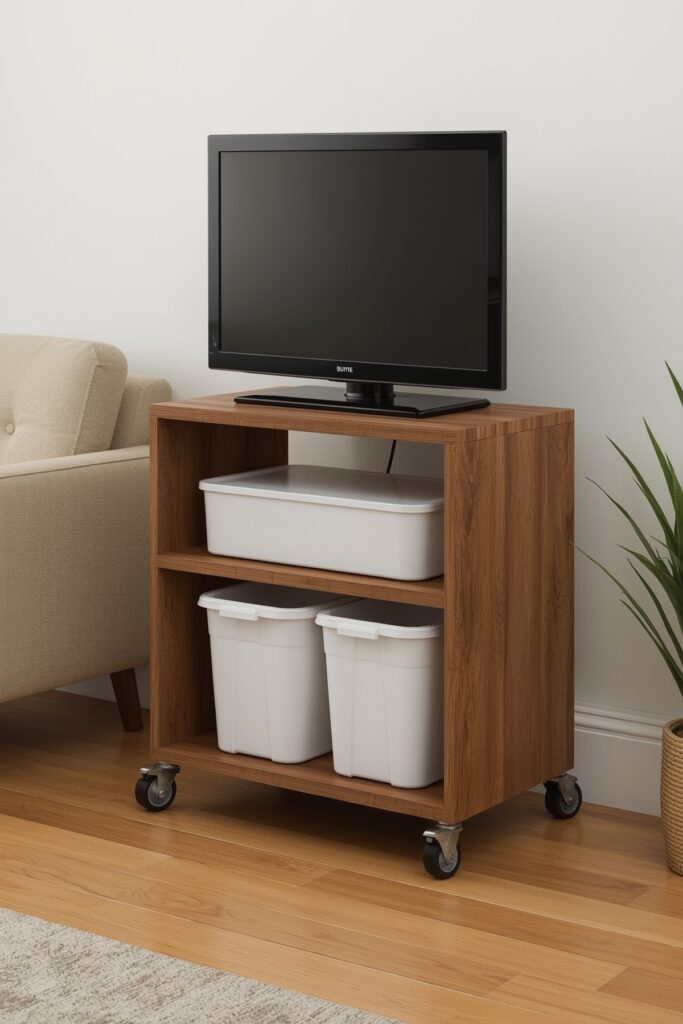 Rolling TV Stand with Lockable Wheels