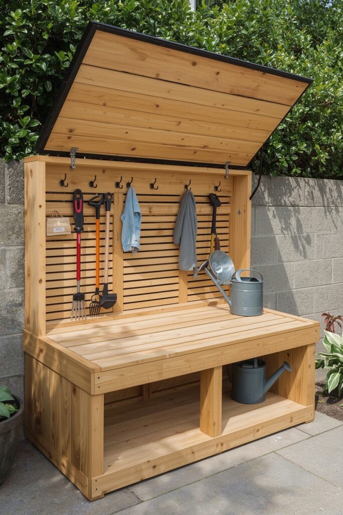 Outdoor Utility Bench with Hidden Washer


