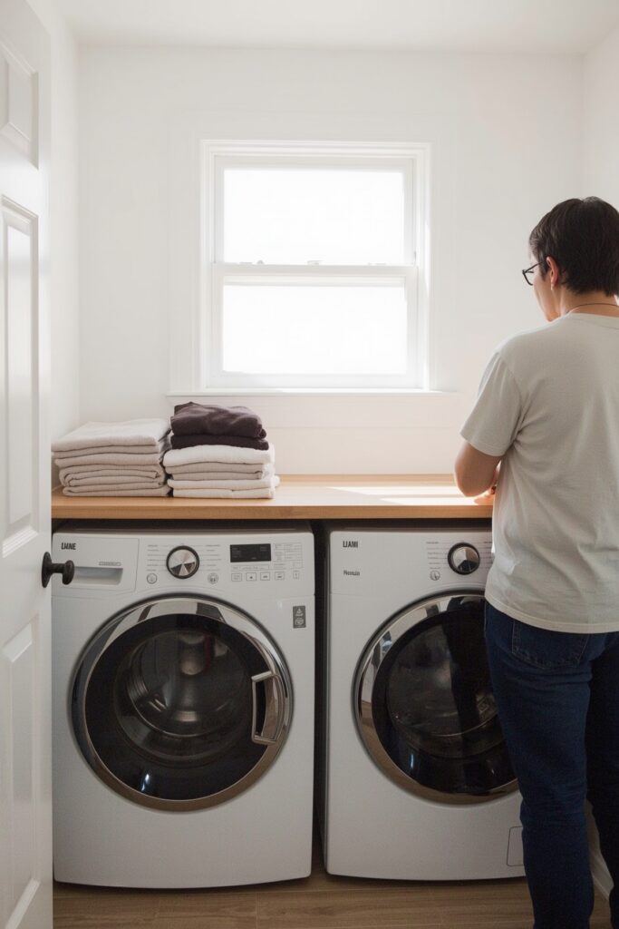 Under-Counter Washer Setup with Folding Countertop
