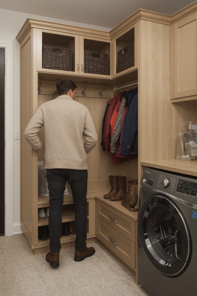 Double-Duty Mudroom and Laundry Closet Combo
