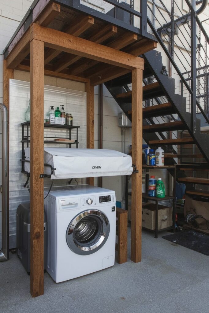 Washer/Dryer Setup Under Exterior Staircase


