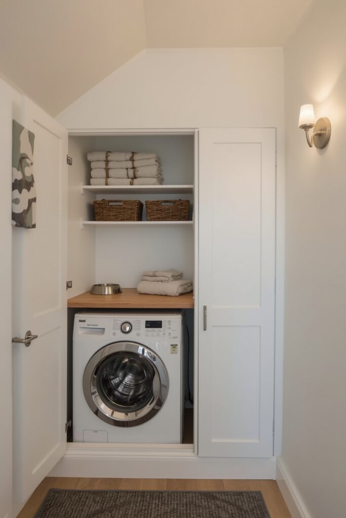 Mini Washer-Dryer Closet Under the Stairs