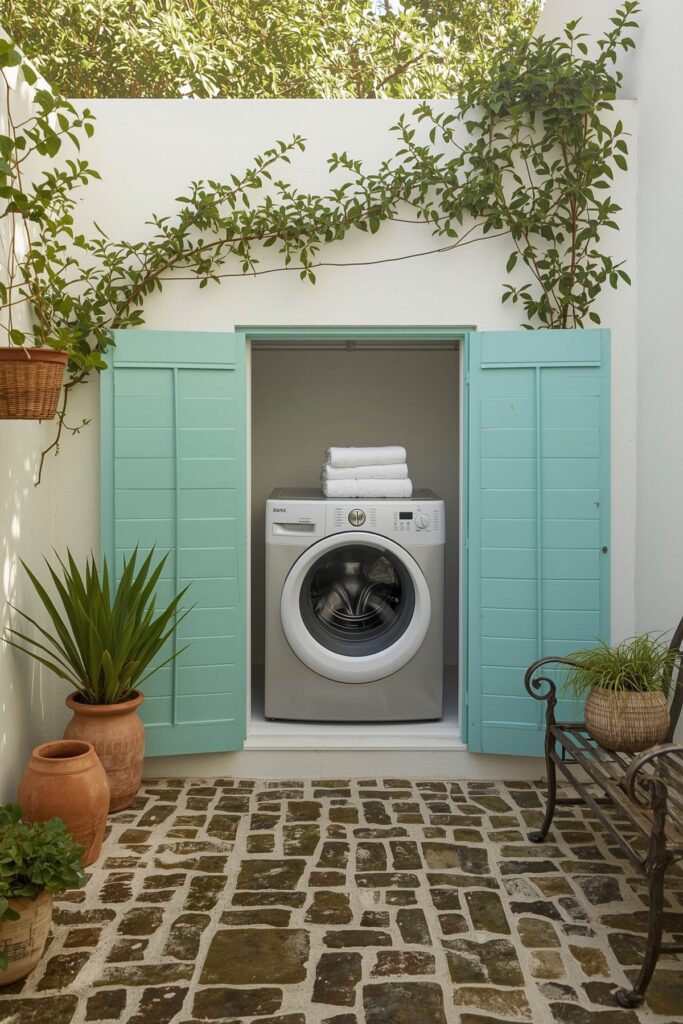 Courtyard Laundry Wall with Shutter Doors


