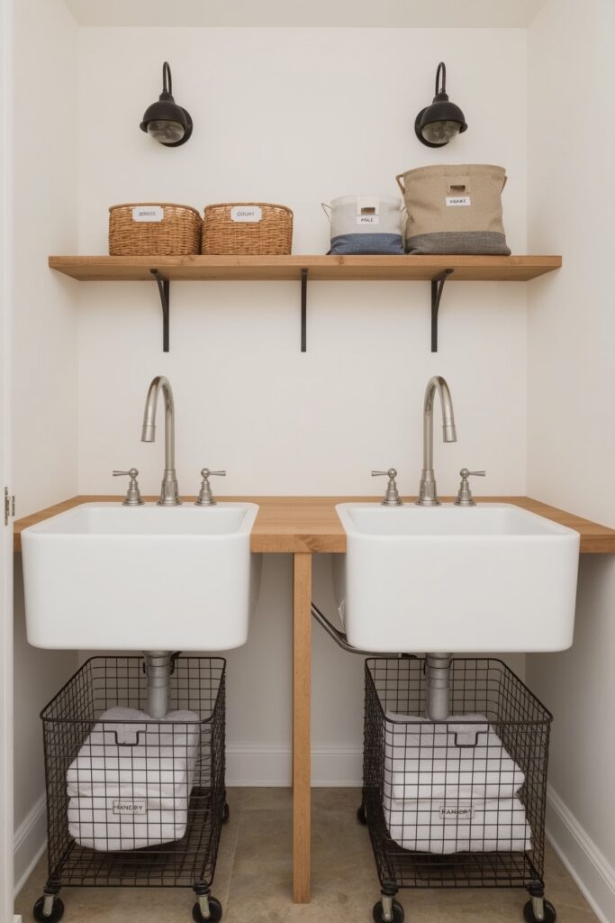 Dual Sink and Hamper Station

