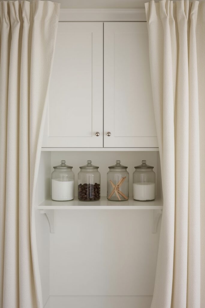 Overhead Cabinets with Glass Jars for Supplies