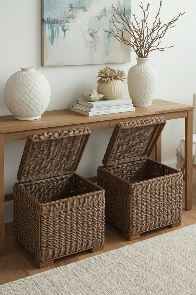 Wicker Cube Seats with Lids