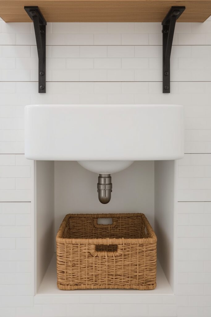 Suspended Sink on Custom Brackets
