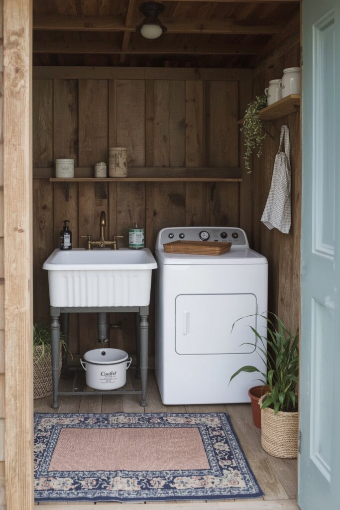 Vintage Sink & Washer Combo in Shed


