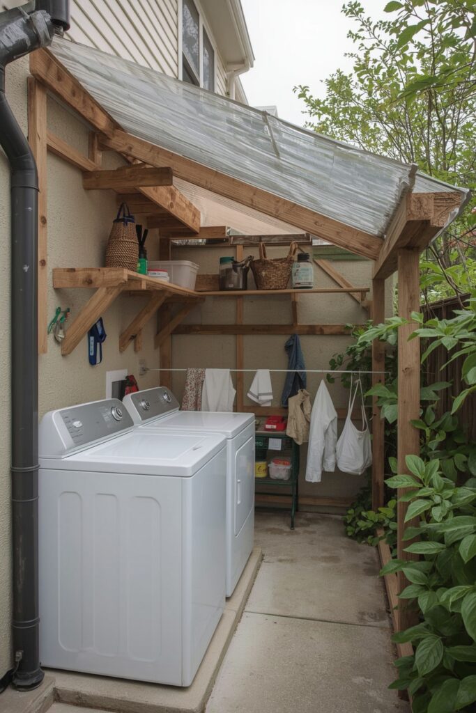 Outdoor Laundry Under Lean-To Roof


