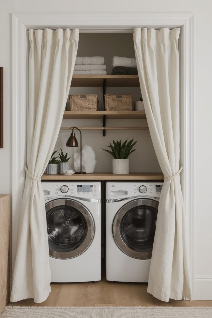Open-Concept Closet with Curtain Divider