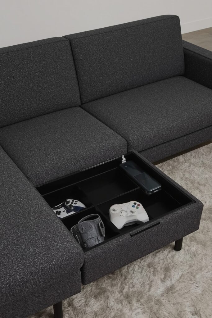 Slim Sectional with Chaise Storage