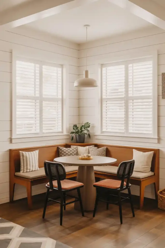 L-Shaped Dining Bench in Corner