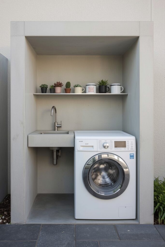 Built-In Concrete Sink & Washer Enclosure


