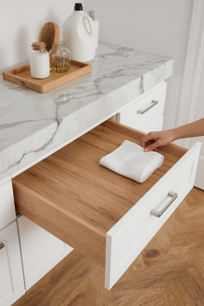 Pull-Out Folding Surface from Lower Cabinet