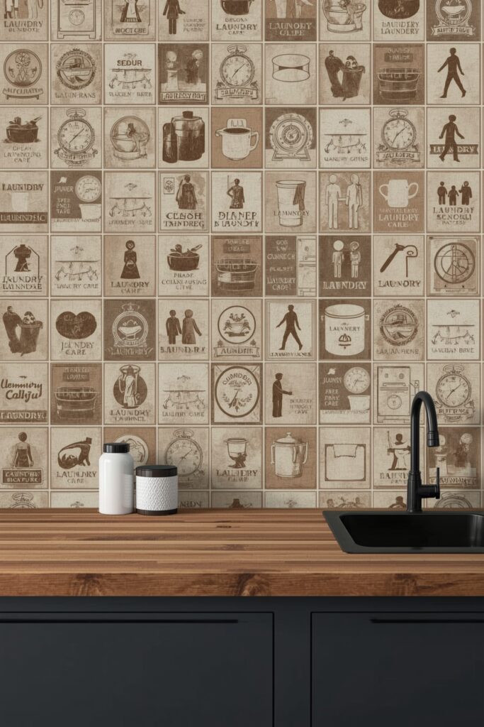 Sepia-Tone Laundry Symbols Collage


