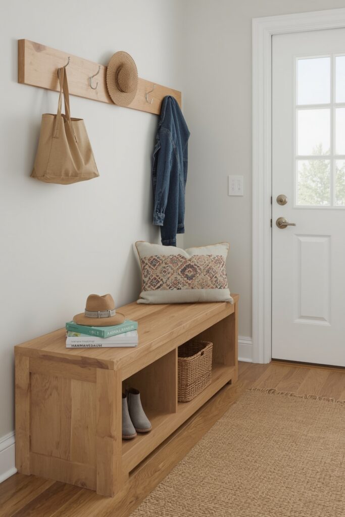 Slim Wooden Storage Bench