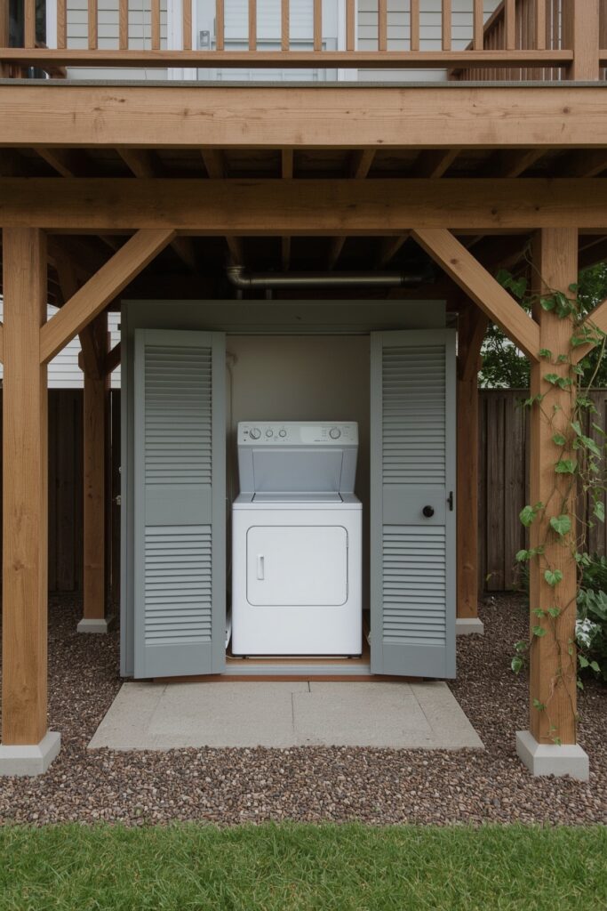 Under-Deck Laundry Cabinet with Louver Panels


