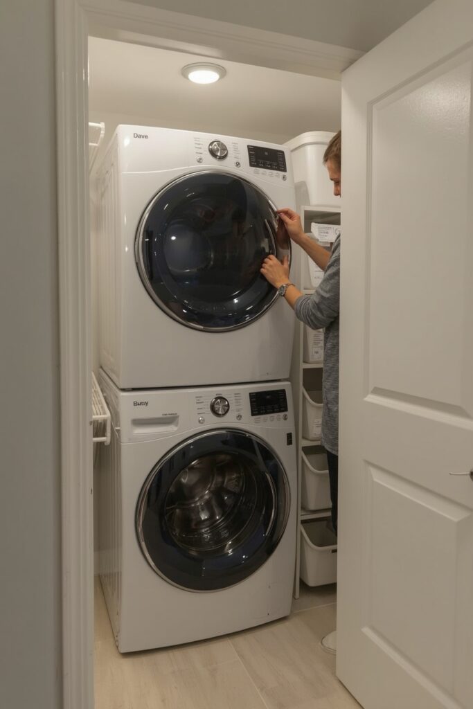 Double Washer-Dryer Stack in One Closet