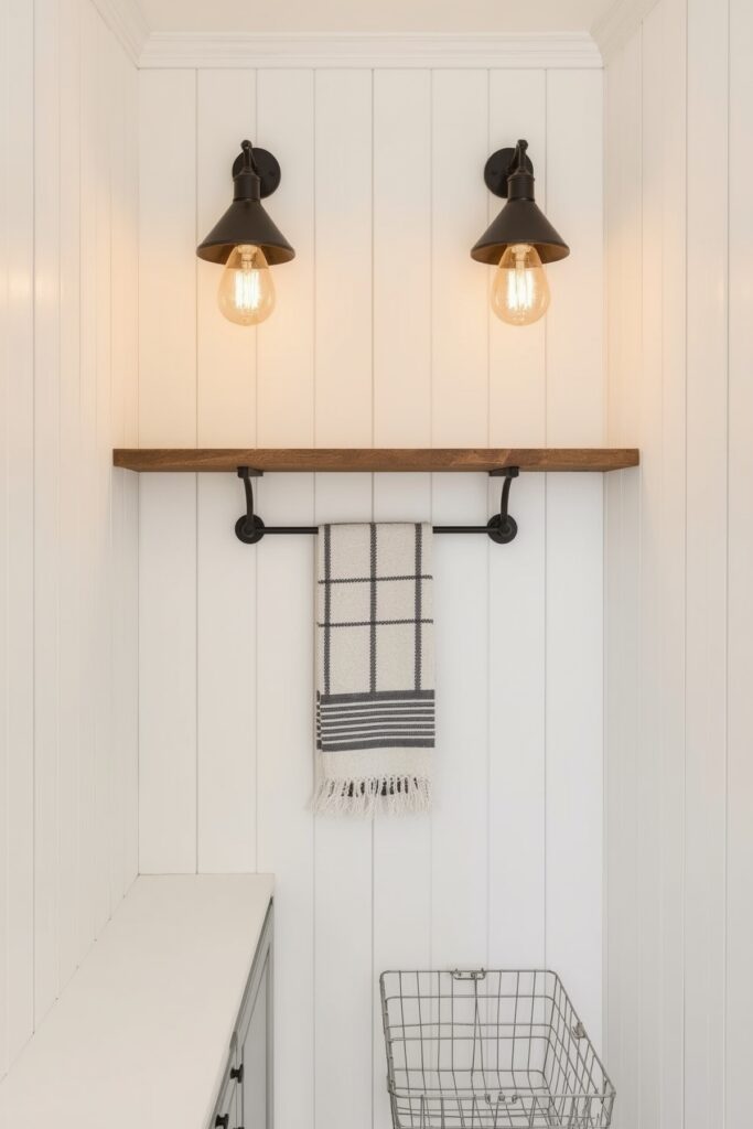 Vertical Shiplap with Industrial Lights


