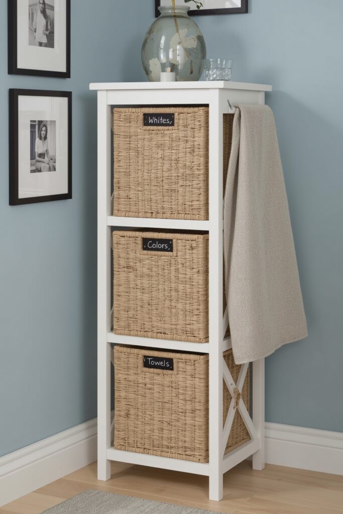 Compact Wicker Hamper Tower


