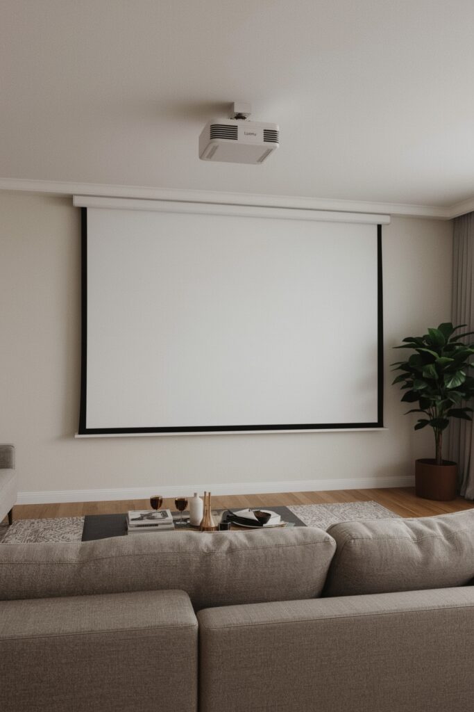 Hidden Projector and Pull-Down Screen