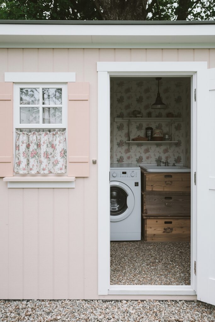 Cottage-Style Shed with Laundry Utility


