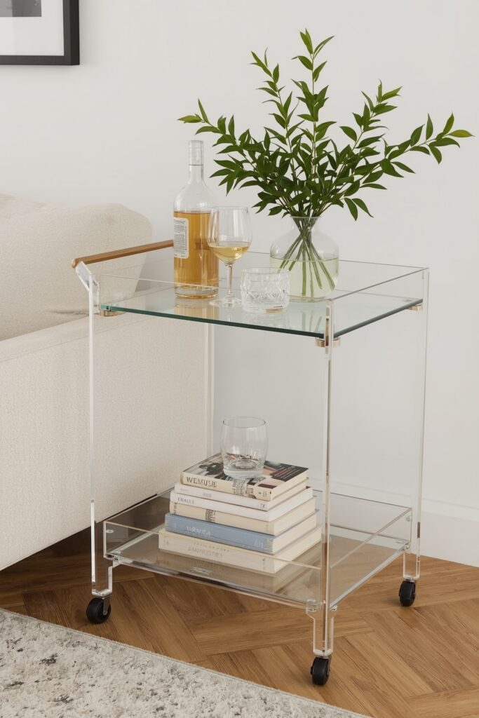 Clear Bar Cart for Rolling Functionality