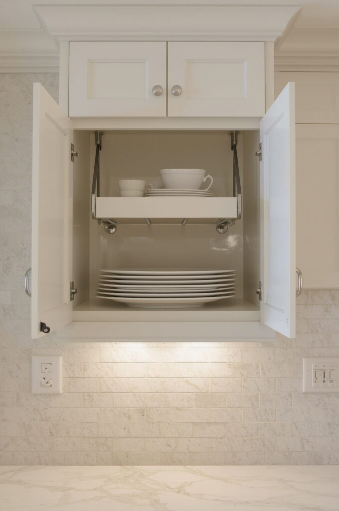 Pull-Down Shelving Systems Inside Cabinets