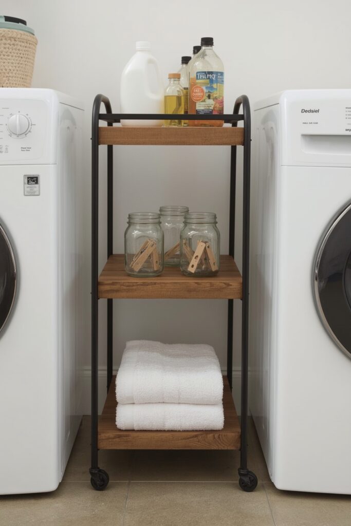 Slim Rolling Cart Between Appliances
