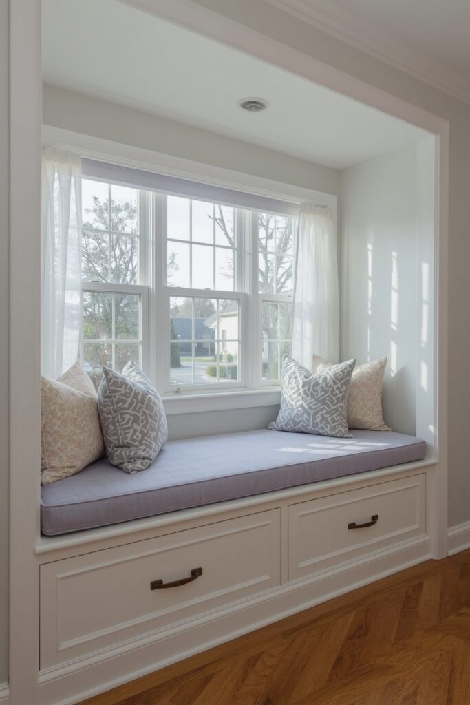 Upholstered Window Seat with Drawers