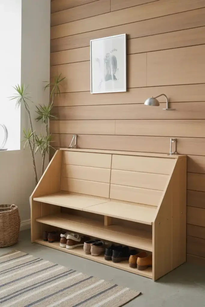 Wall-Hinged Drop-Leaf Bench