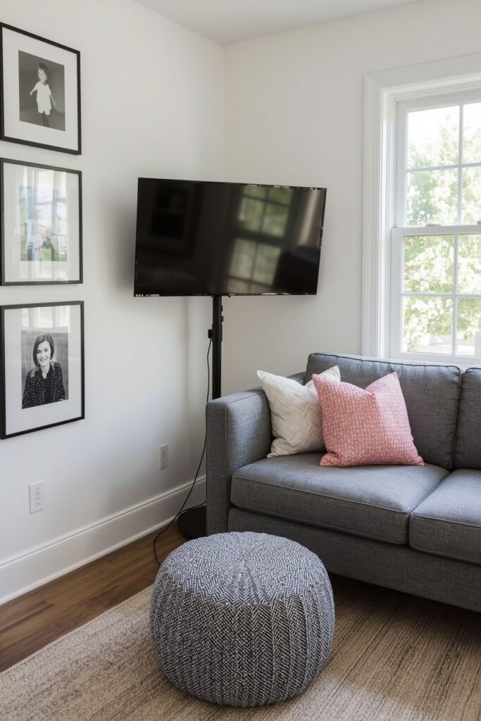 Corner-Mounted TV Setup