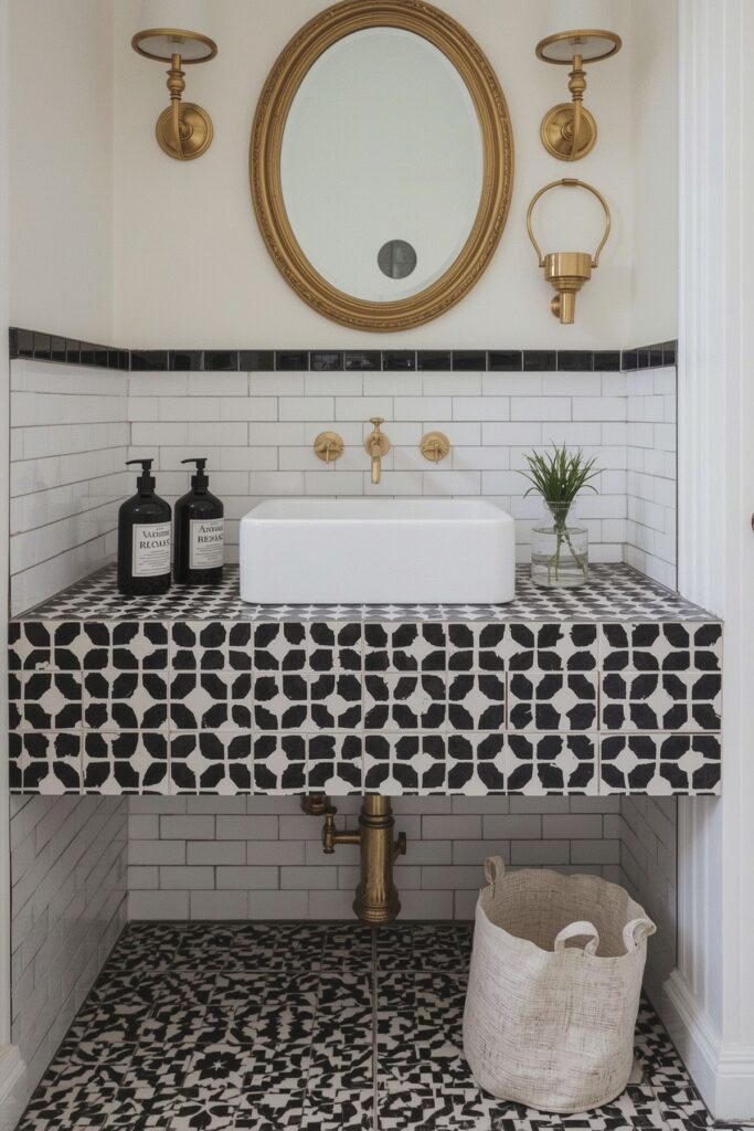 Tile-Top Counter with Integrated Basin


