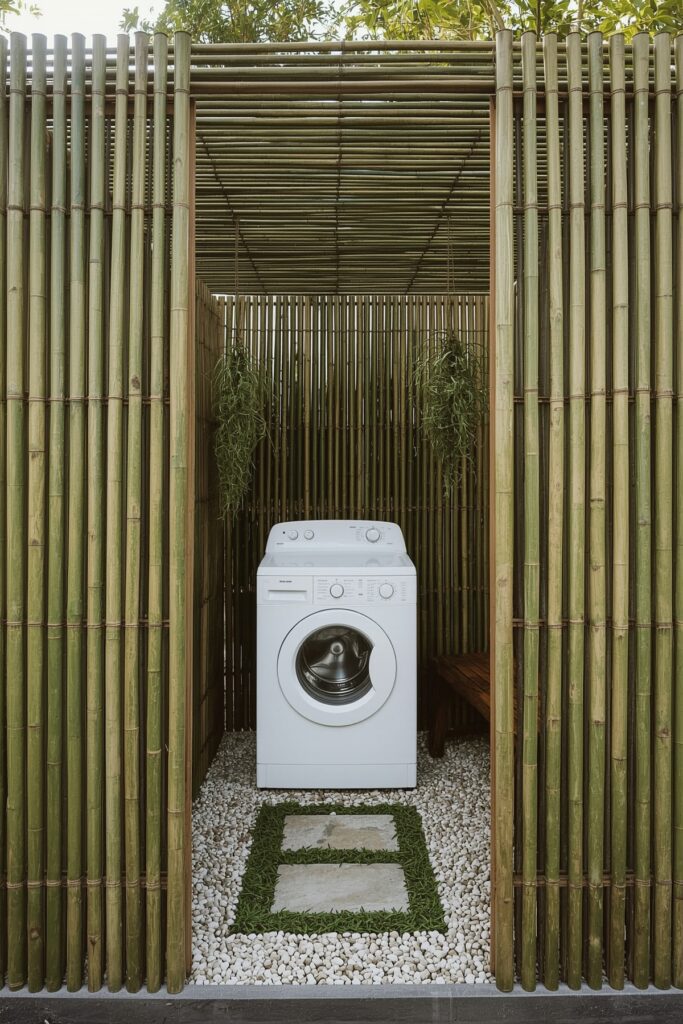 Bamboo-Enclosed Washer Nook


