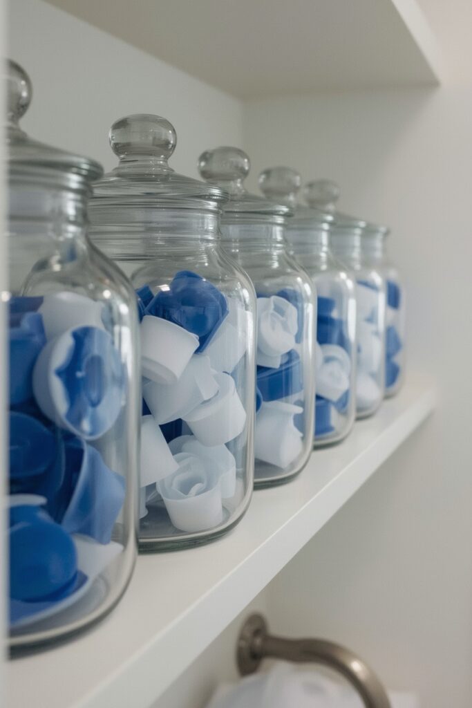Use Clear Canisters for Detergent Visibility
