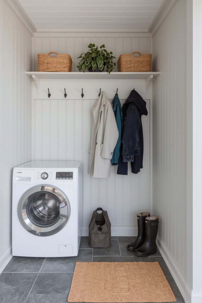 Mini Outdoor Utility Mudroom with Hook Rails


