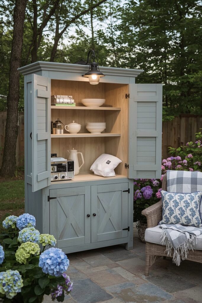 Outdoor Appliance Hutch with Lantern Lighting



