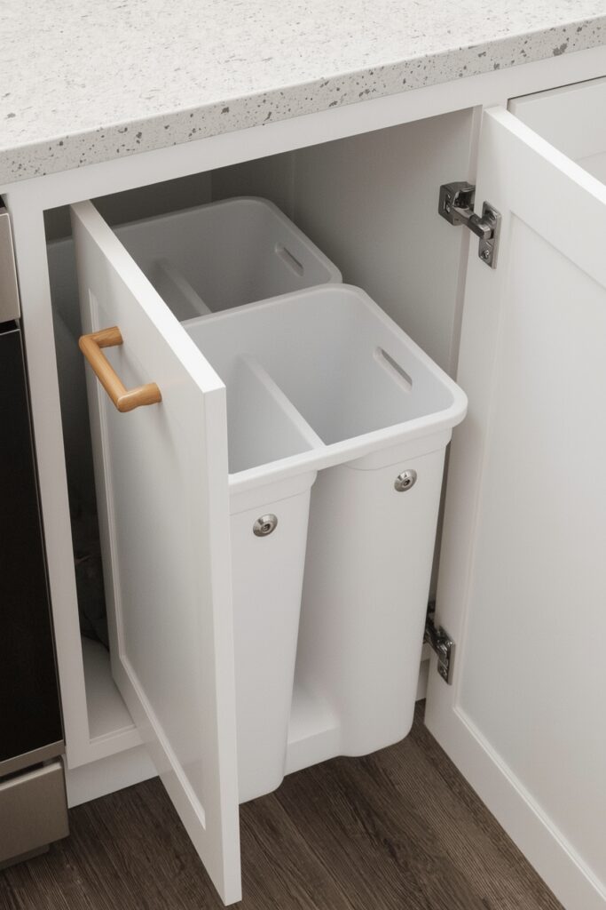Small Cabinet With Built-In Trash/Recycling Pullout
