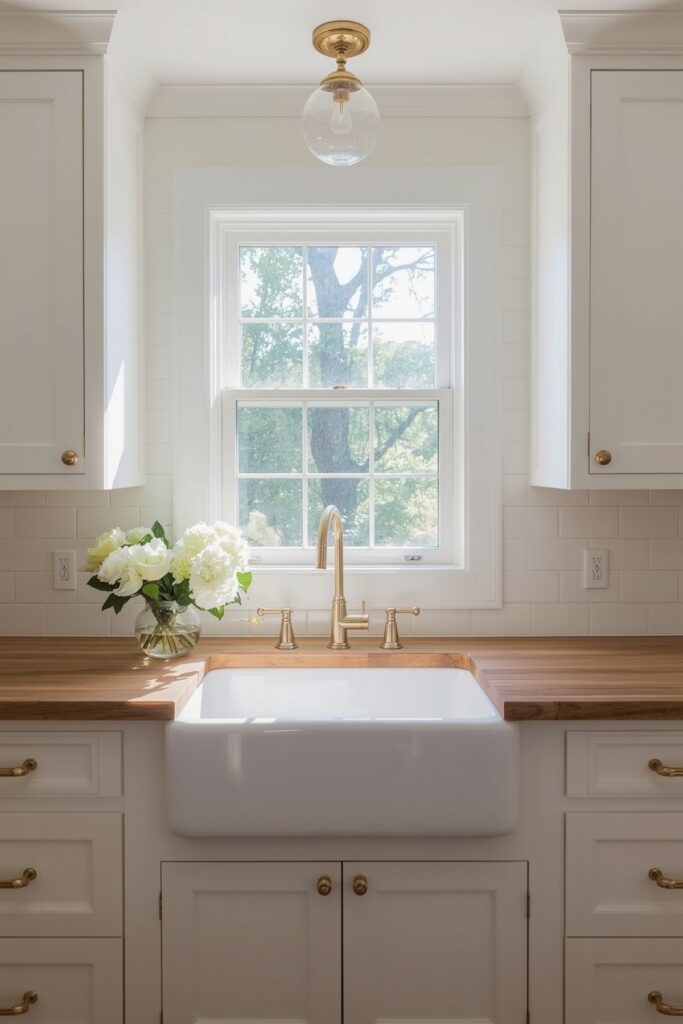 Mini Farmhouse Sink Under Window

