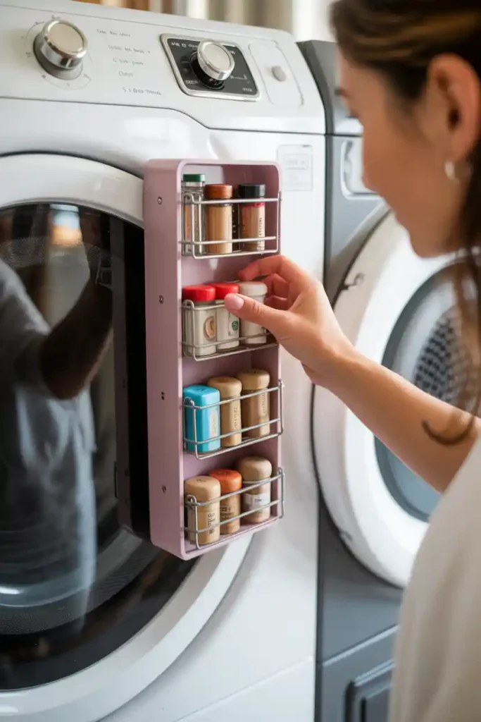 Use Magnetic Spice Racks for Clothespins or Pods
