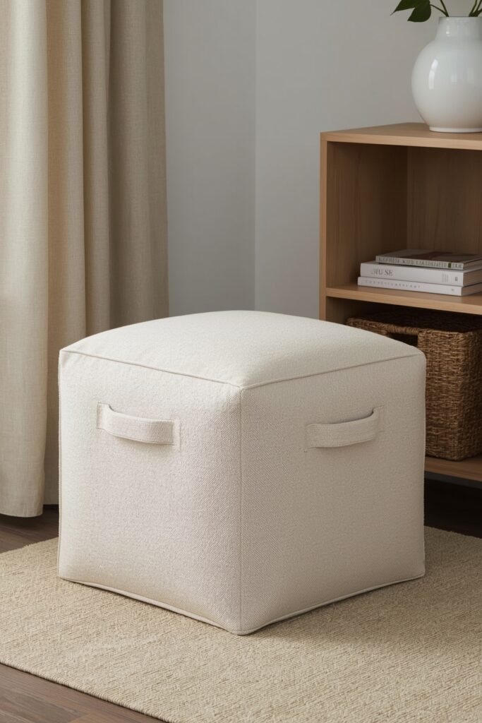Upholstered Cube Seat with Handles