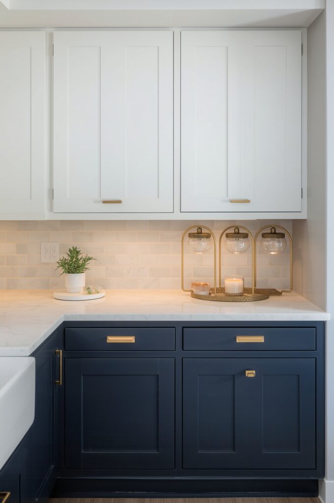 Two-Tone Cabinet Color Scheme for Depth