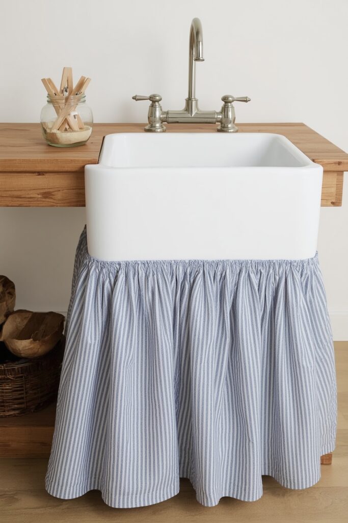 Curtain Skirted Utility Table



