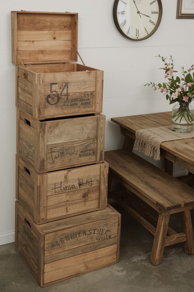 Crate Seating with Removable Lids