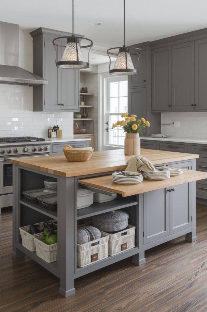 Convertible Kitchen Island with Hidden Storage