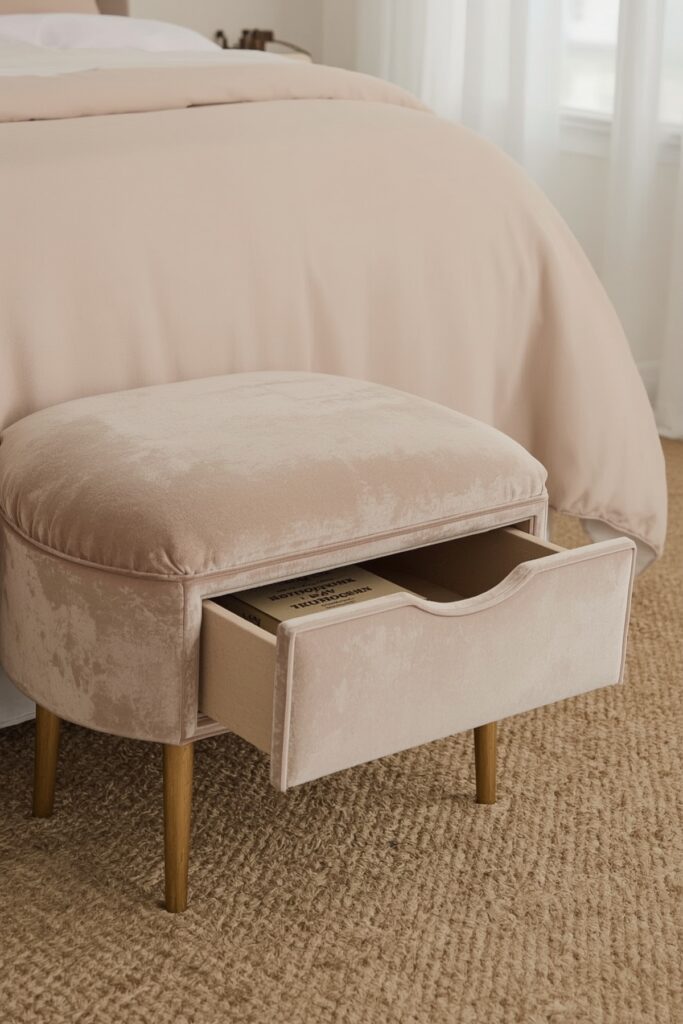 Pill-Shaped Bench with Drawers